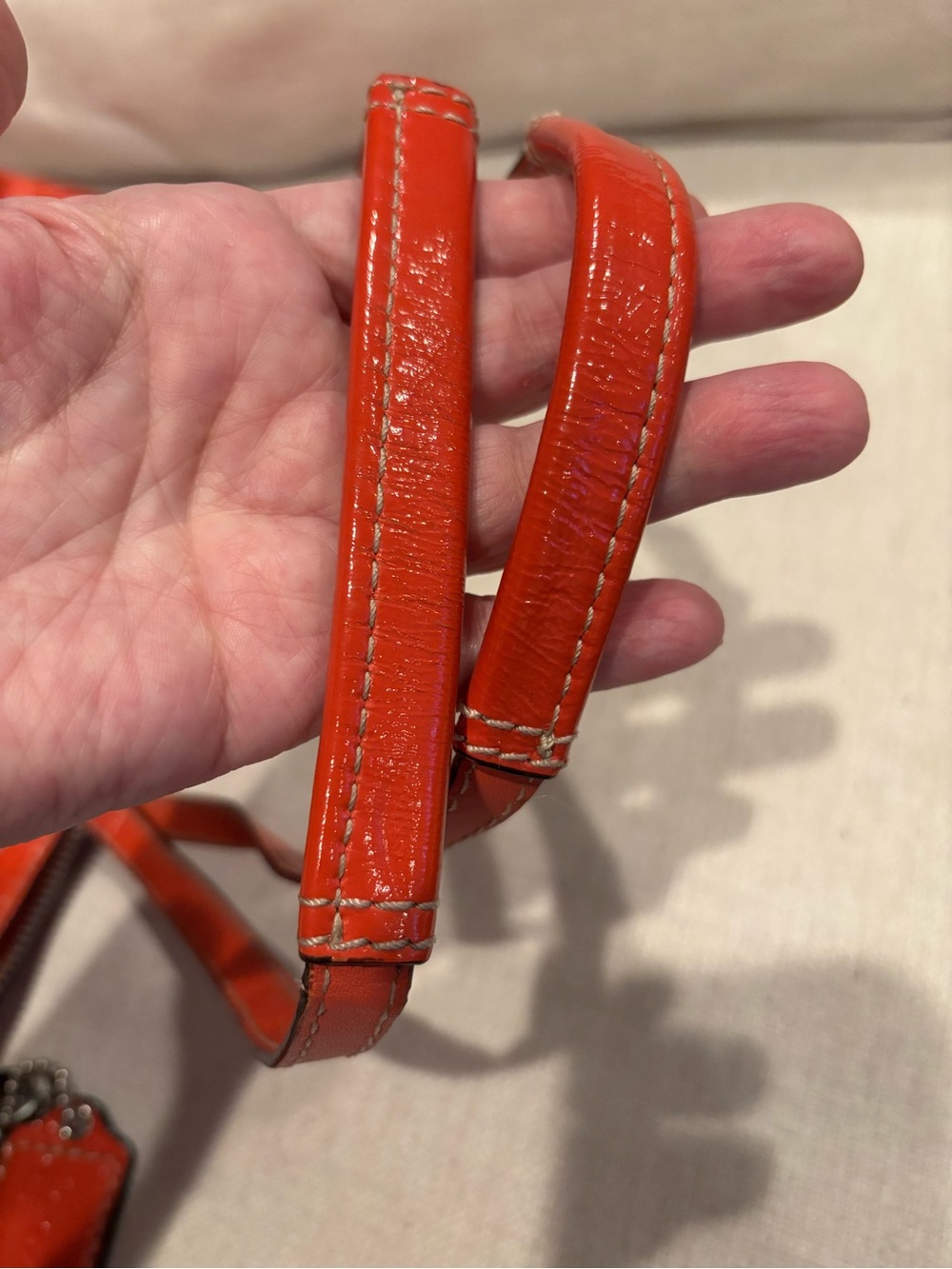 LOW START!🔥Coach Orange Patent Leather Tote with Signature Charm - Picture 8 of 13
